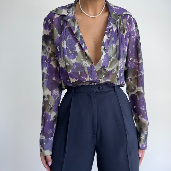 Vintage Tops - Vintage Talbots 100% silk floral blouse